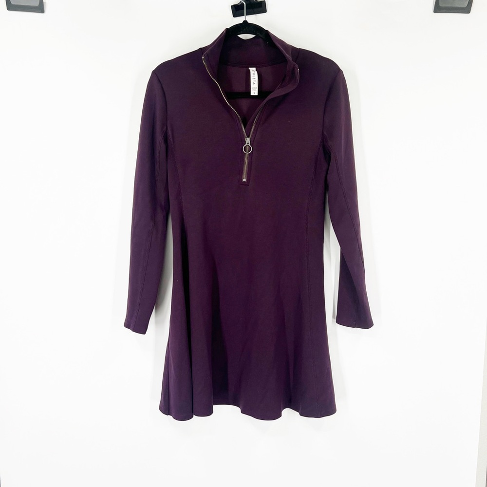 Athleta Deep Dive Half Zip Long Sleeved Dress in Agate Purple